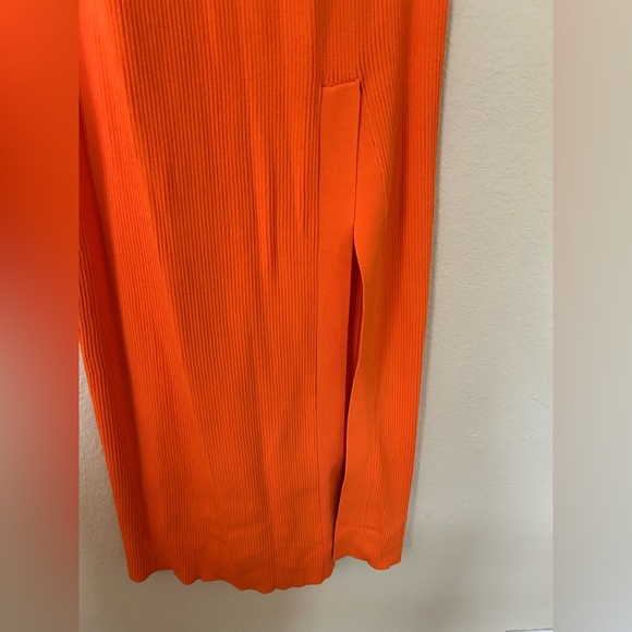 NWT Bloggers Fav Zara Orange Cut-Out Midi Dress Large - Picture 7 of 8